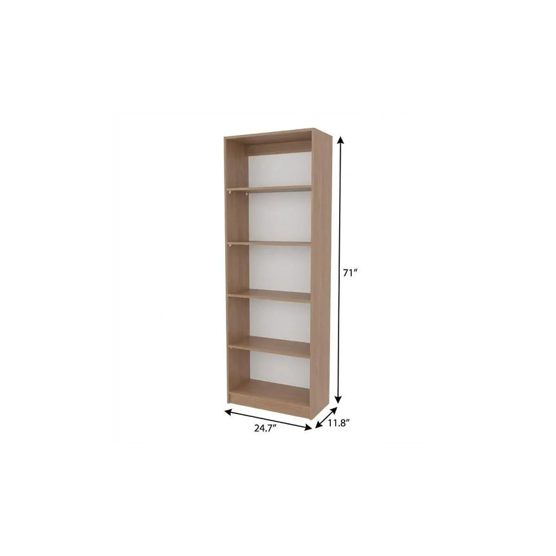 71" Beige Wood Four Tier Bookcase Homeroots Office