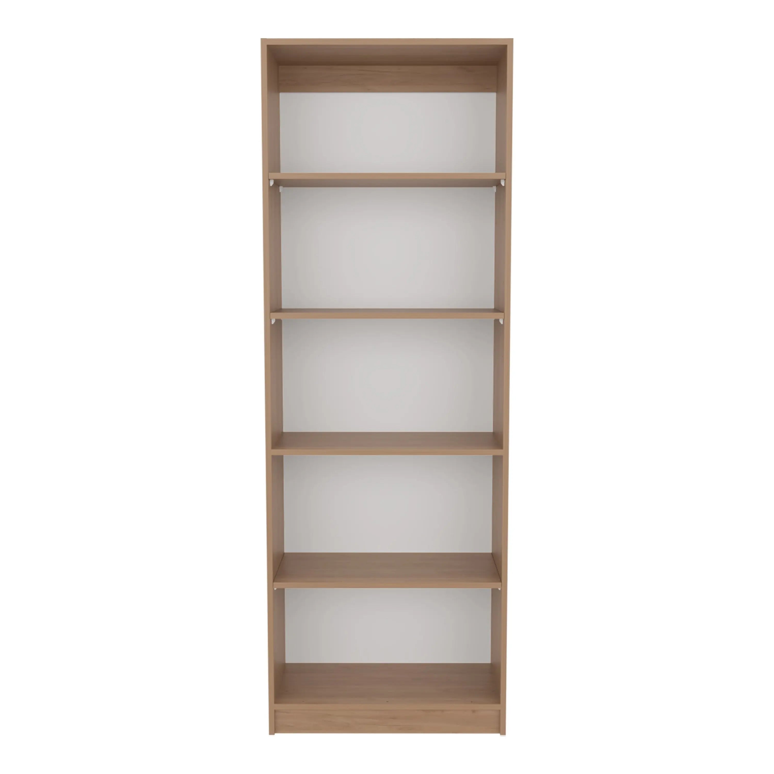 71" Beige Wood Four Tier Bookcase Homeroots Office