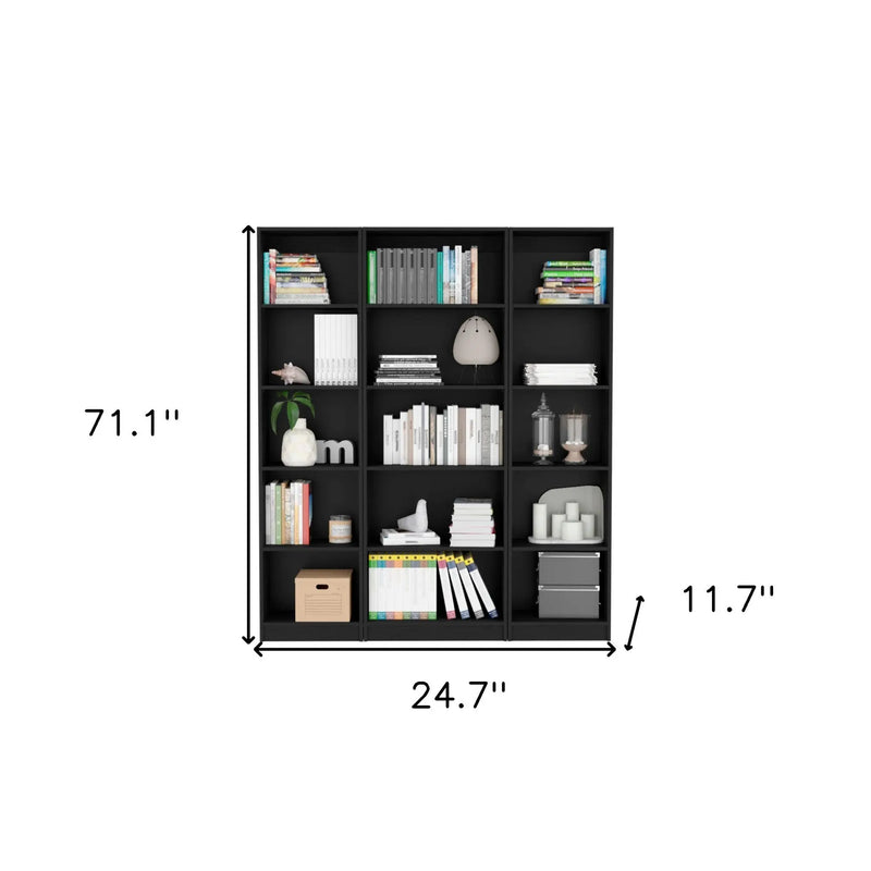 71" Black Five Tier Bookcase - GreatEagleInc