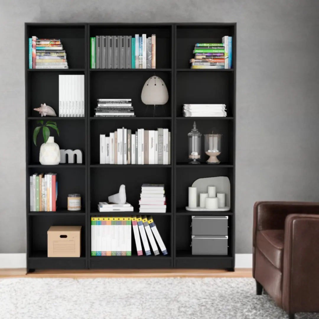 71" Black Five Tier Bookcase - GreatEagleInc