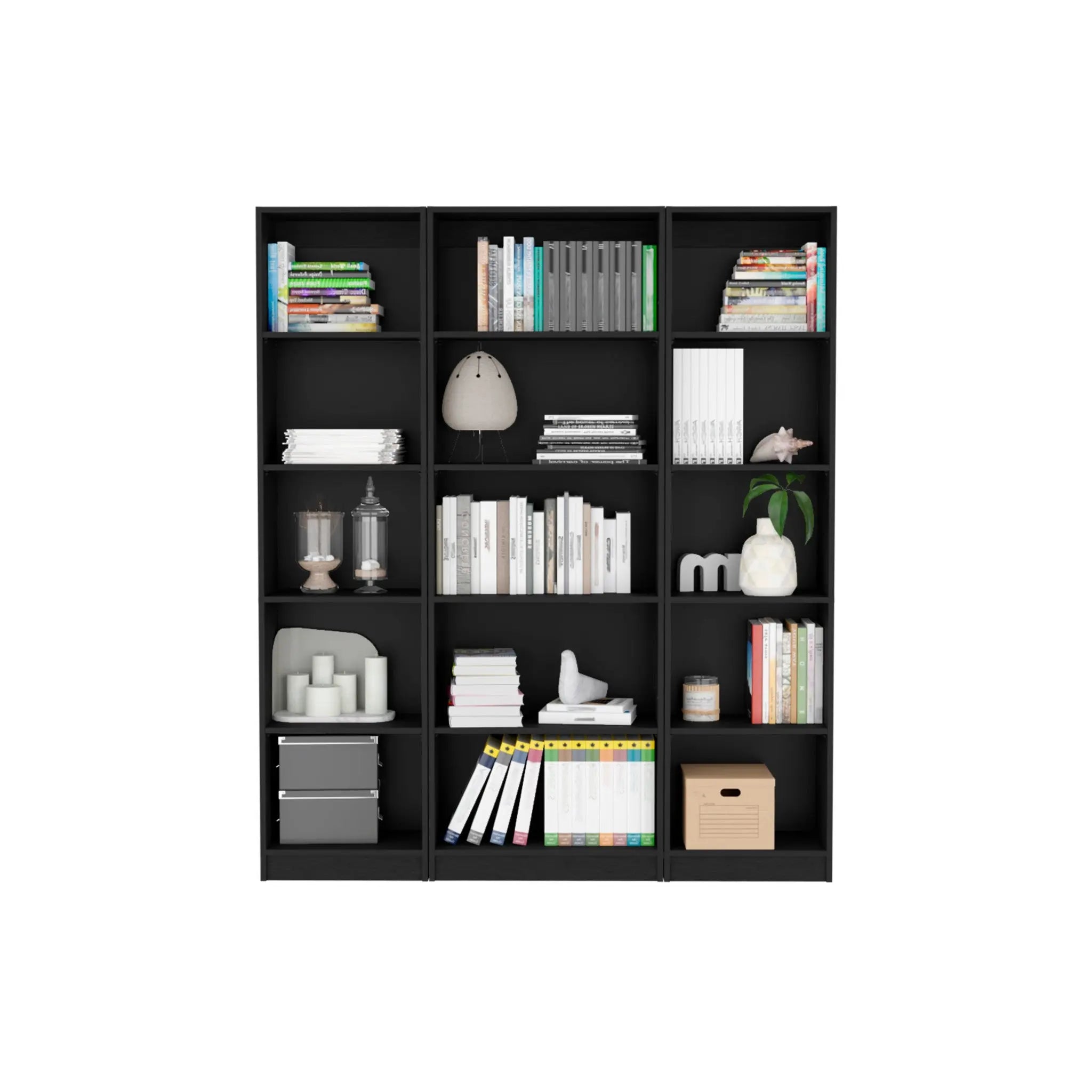71" Black Five Tier Bookcase - GreatEagleInc