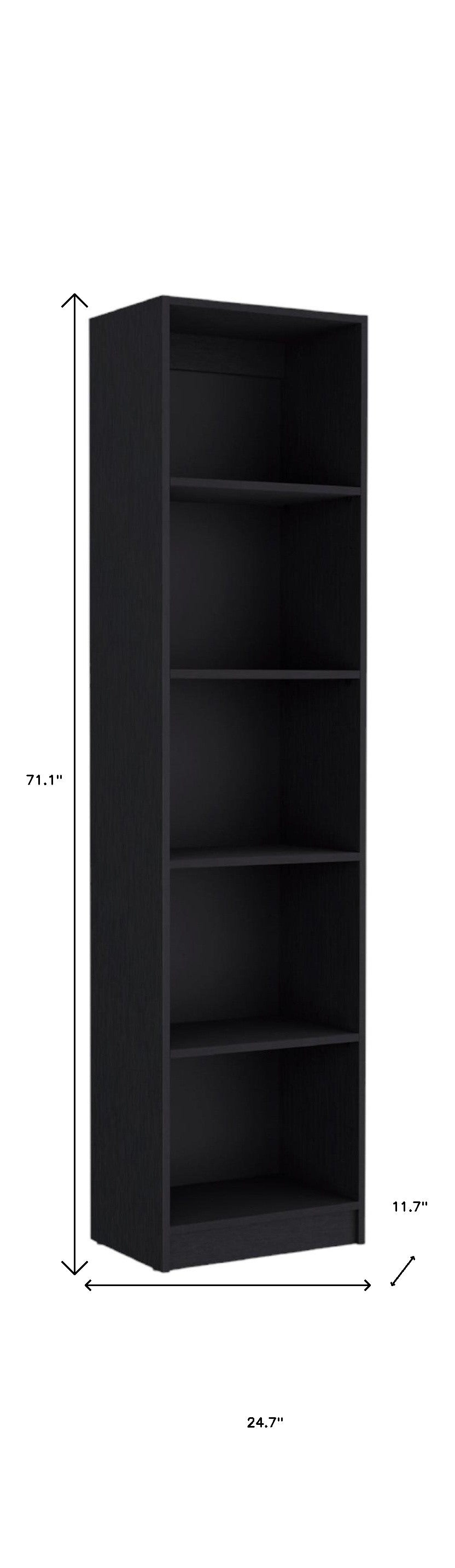 71" Black Five Tier Bookcase - GreatEagleInc