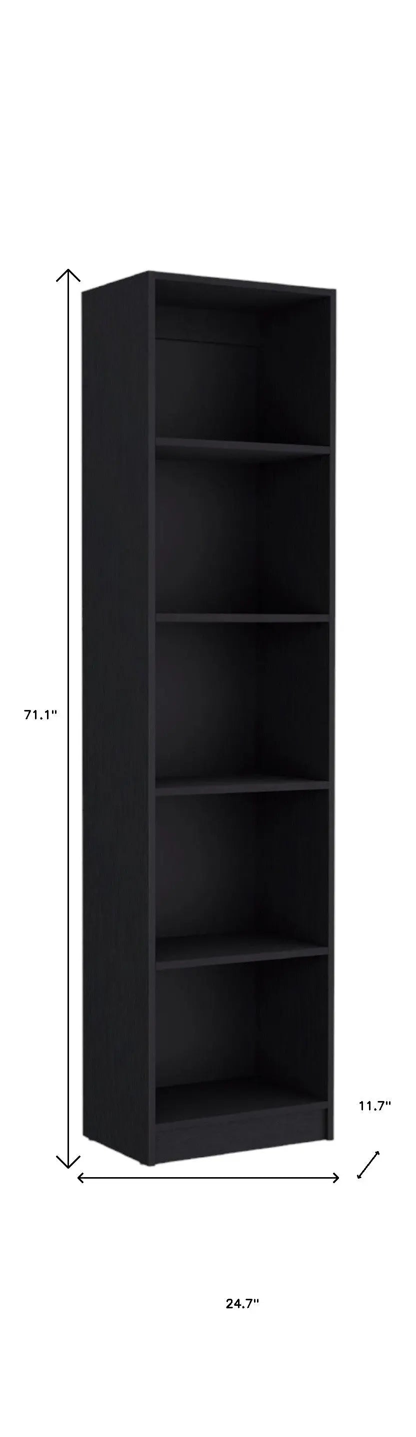 71" Black Five Tier Bookcase - GreatEagleInc