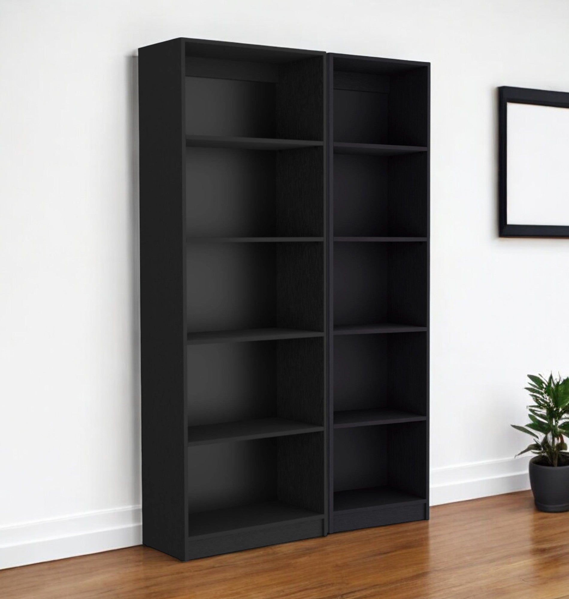 71" Black Five Tier Bookcase - GreatEagleInc