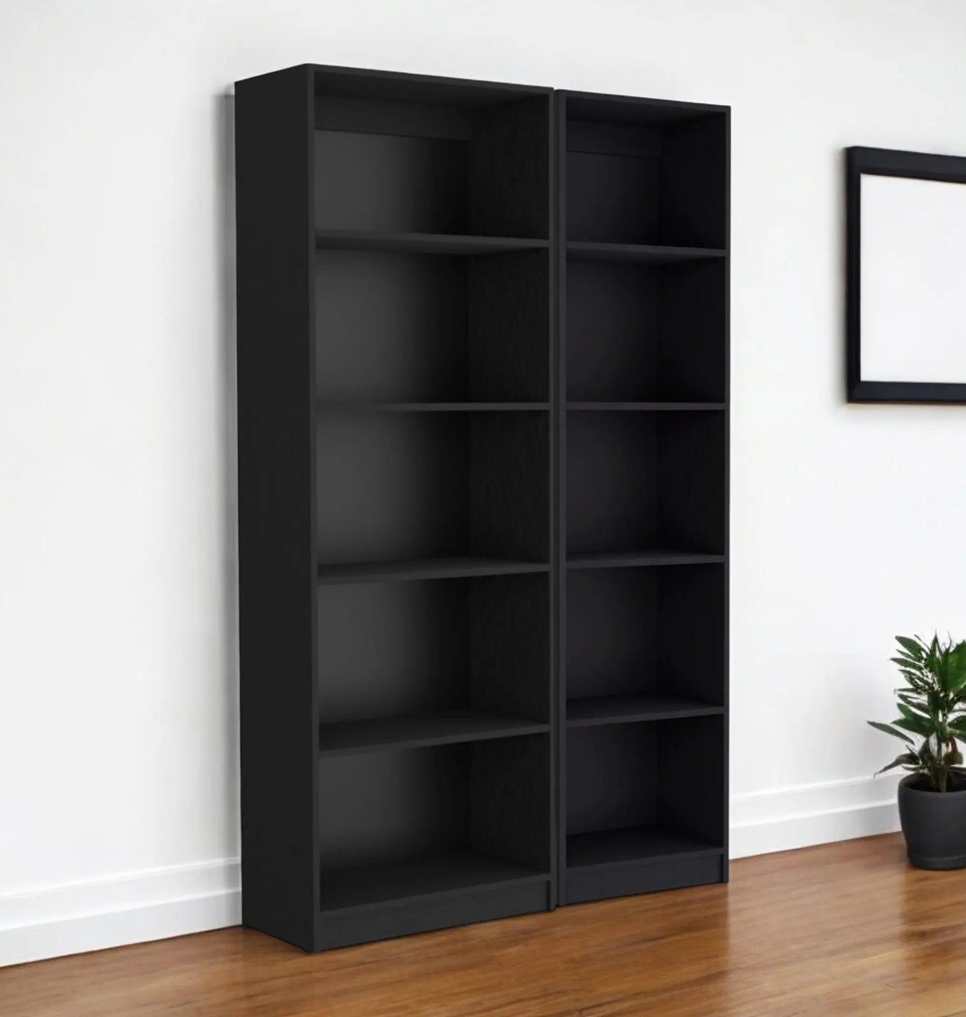 71" Black Five Tier Bookcase - GreatEagleInc