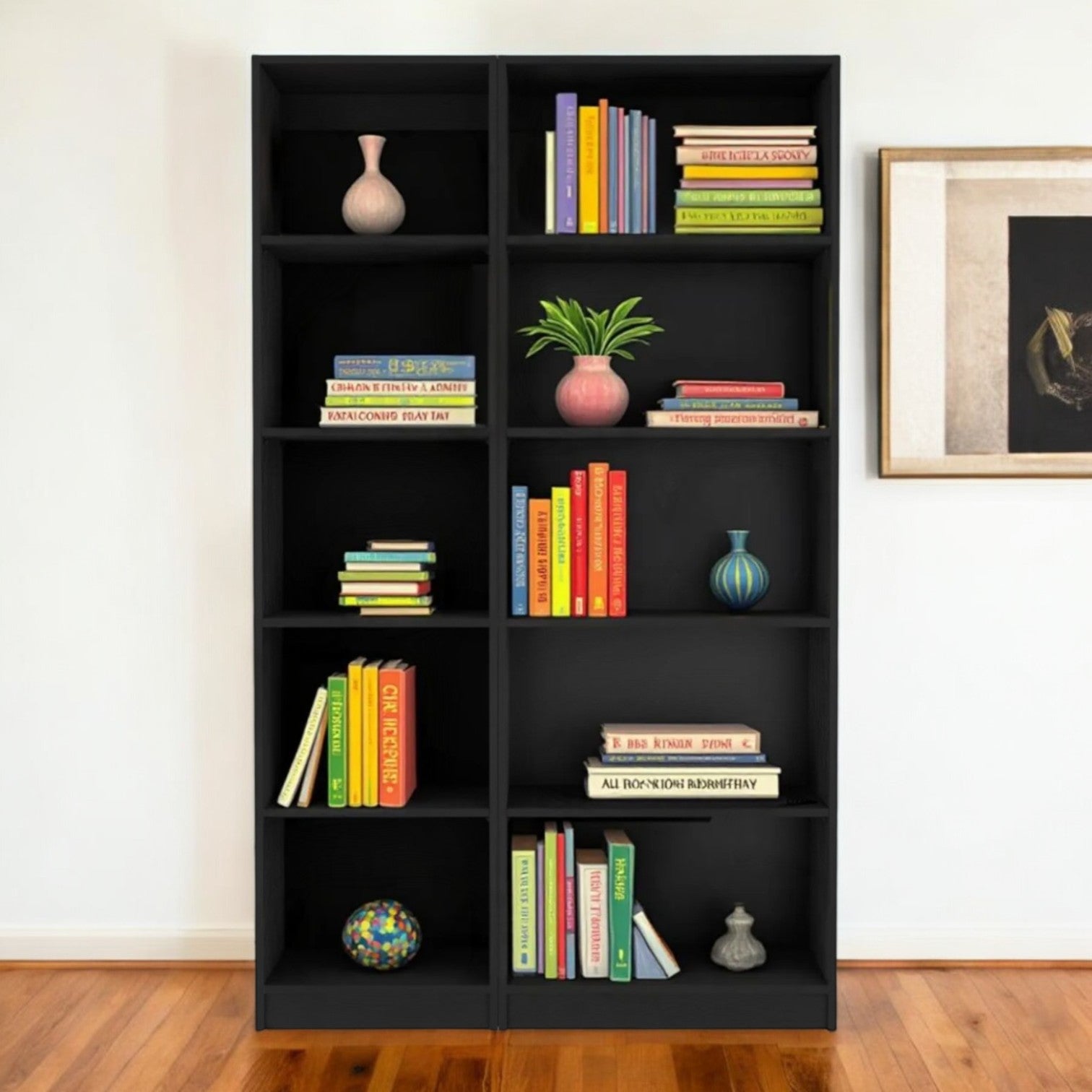 71" Black Five Tier Bookcase - GreatEagleInc