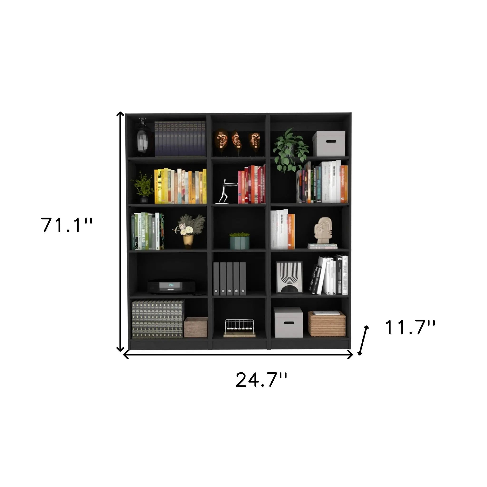 71" Black Five Tier Bookcase Homeroots Office