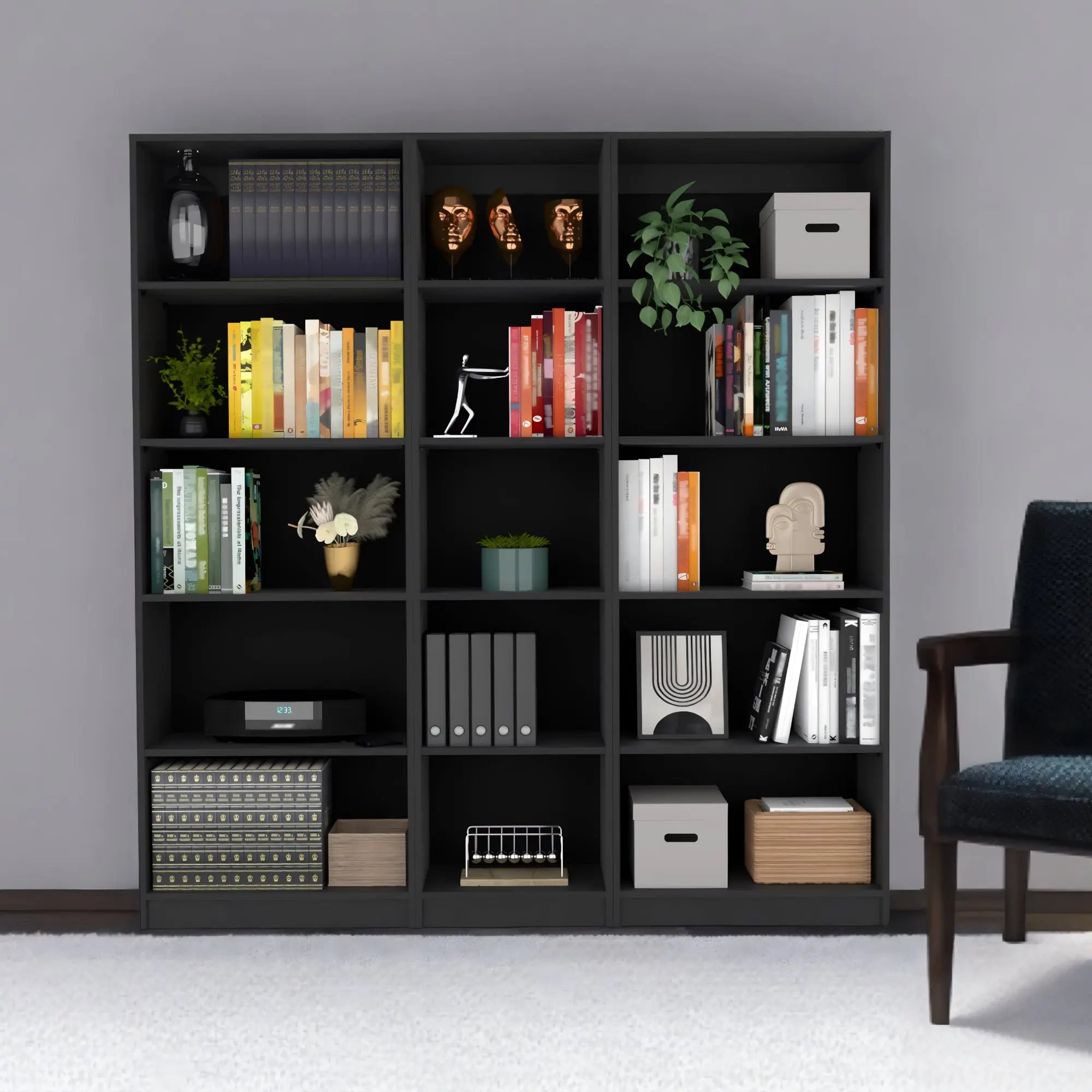 71" Black Five Tier Bookcase Homeroots Office