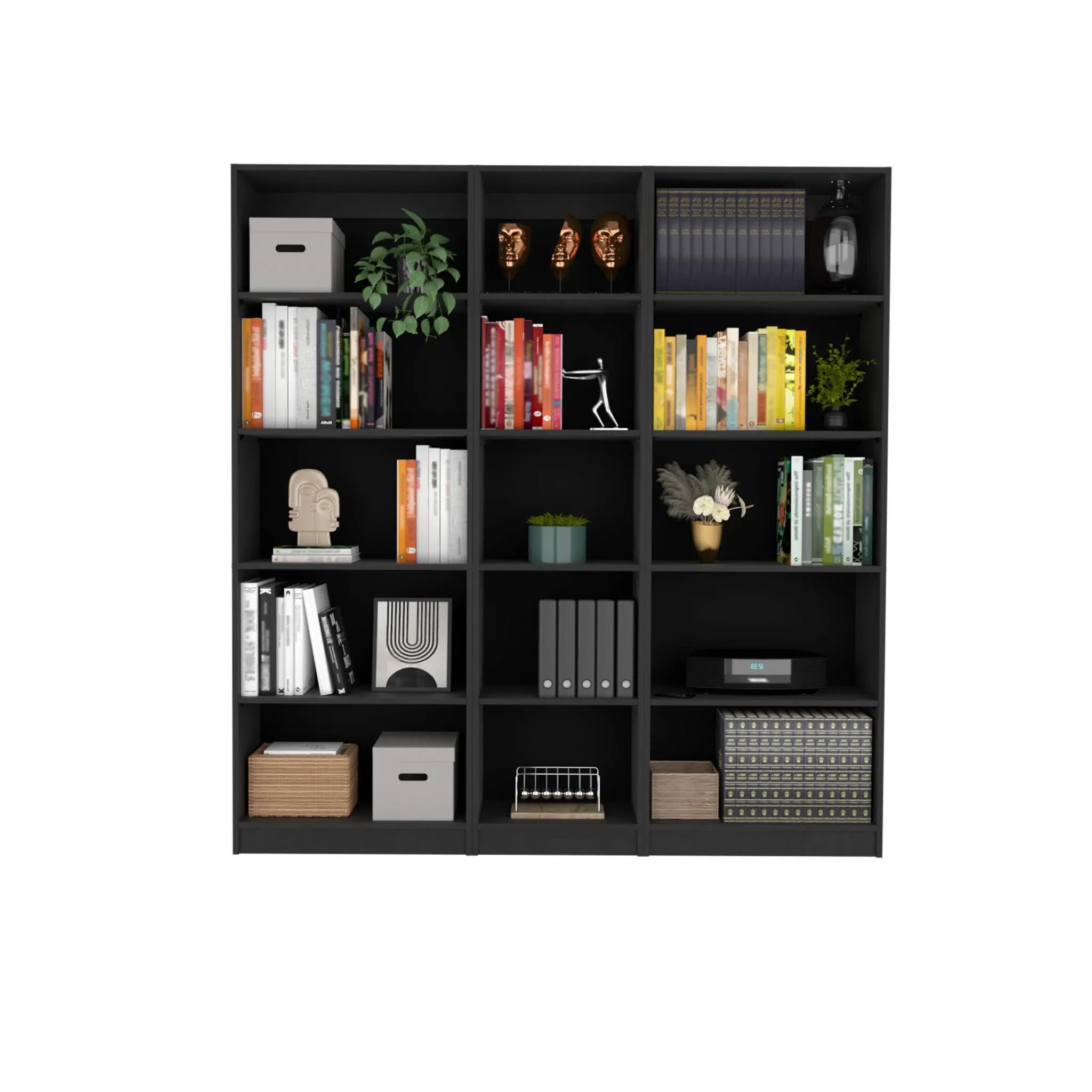 71" Black Five Tier Bookcase Homeroots Office