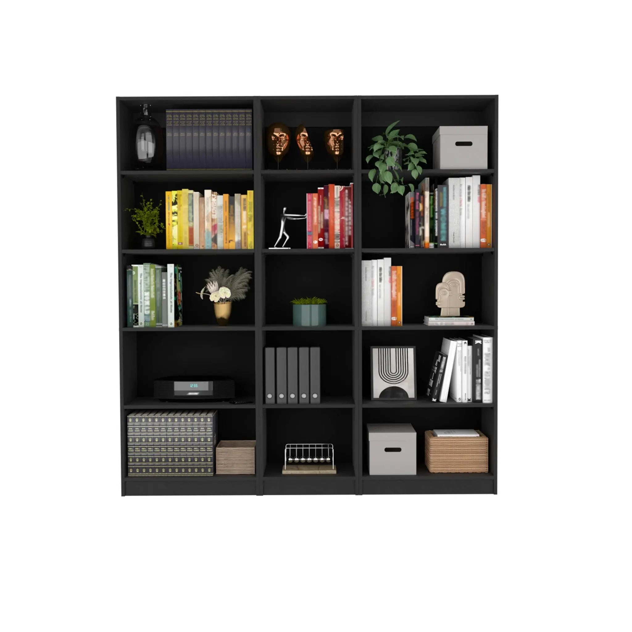71" Black Five Tier Bookcase Homeroots Office