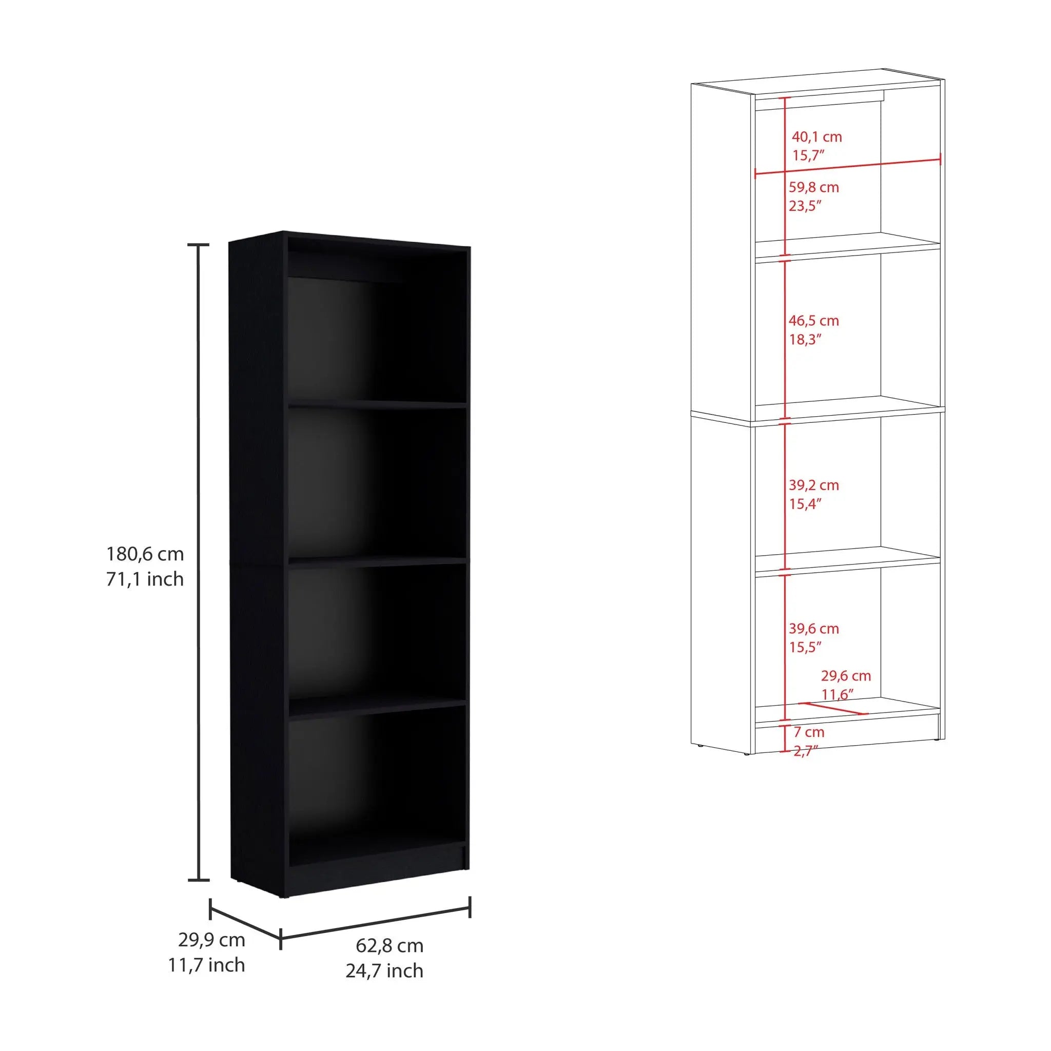 71" Black Five Tier Bookcase Homeroots Office