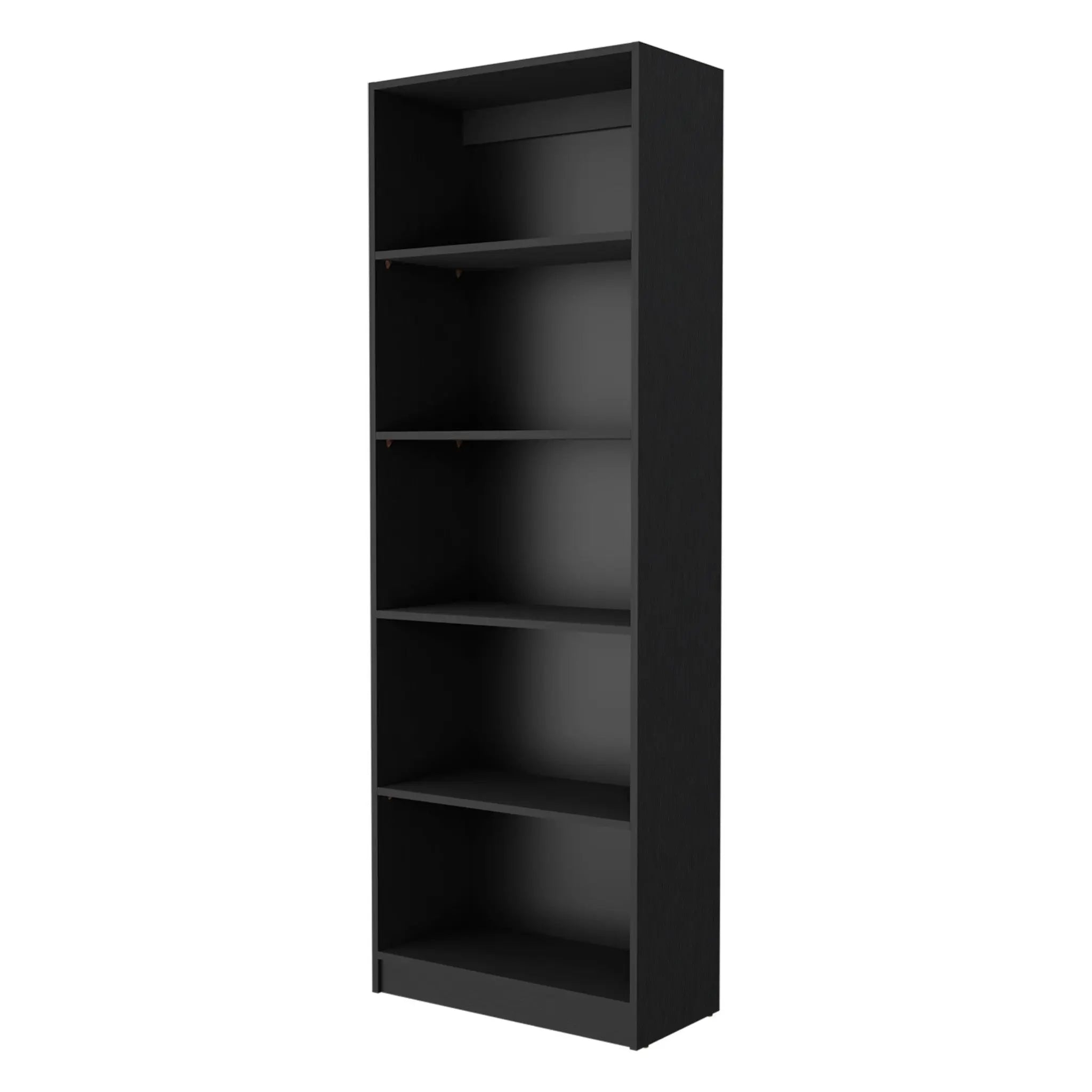 71" Black Five Tier Bookcase with Two doors Homeroots Office