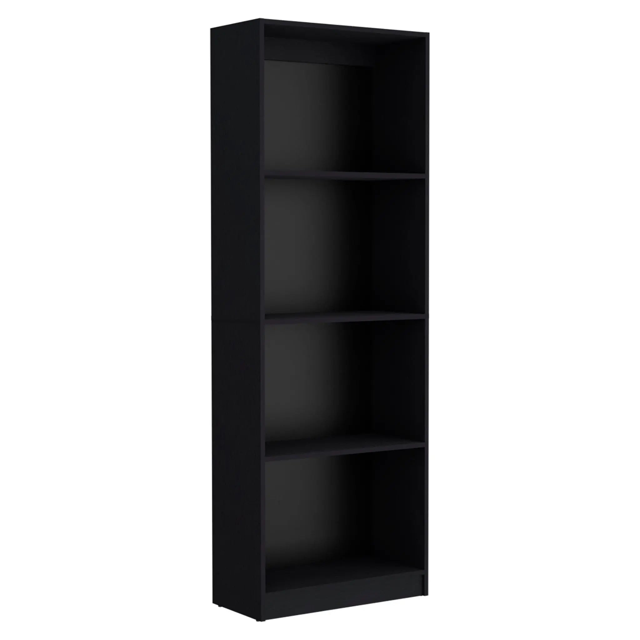 71" Black Five Tier Bookcase with Two doors Homeroots Office