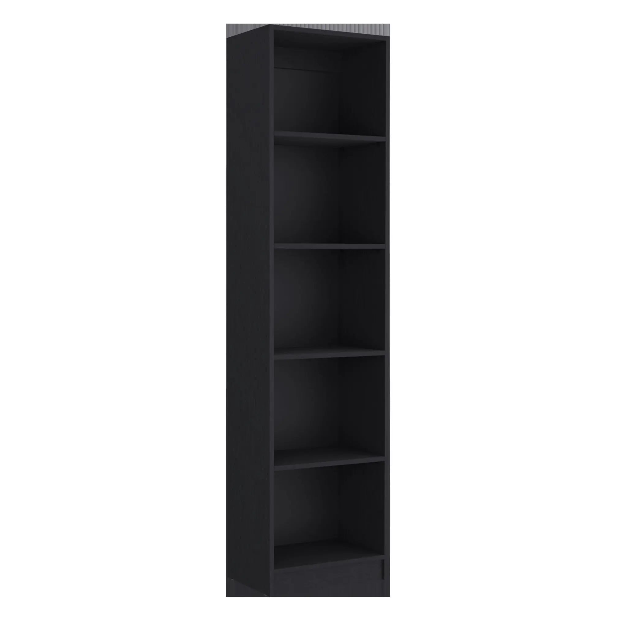71" Black Five Tier Bookcase with Two doors Homeroots Office
