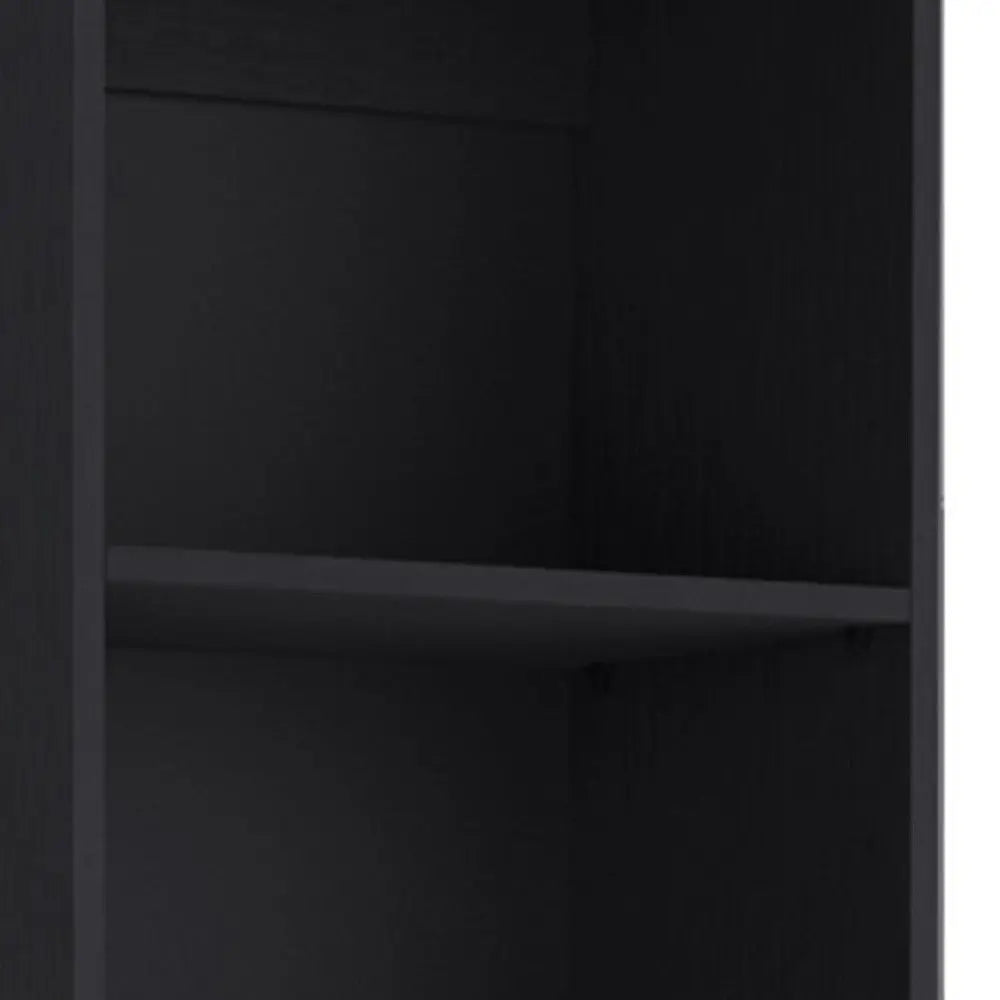 71" Black Five Tier Bookcase with Two doors Homeroots Office