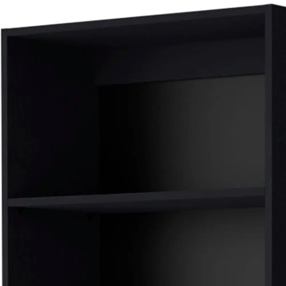 71" Black Five Tier Bookcase with Two doors Homeroots Office
