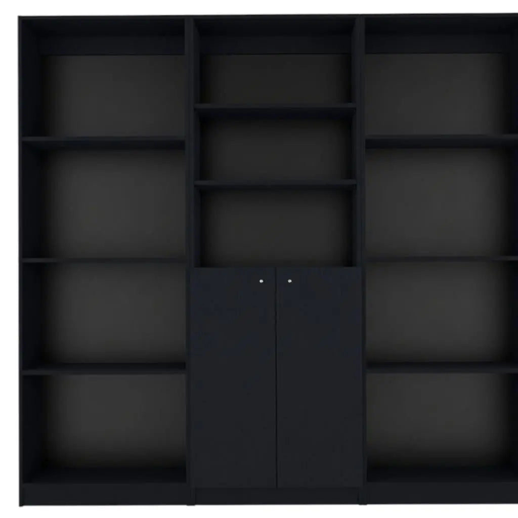 71" Black Five Tier Bookcase with Two doors Homeroots Office