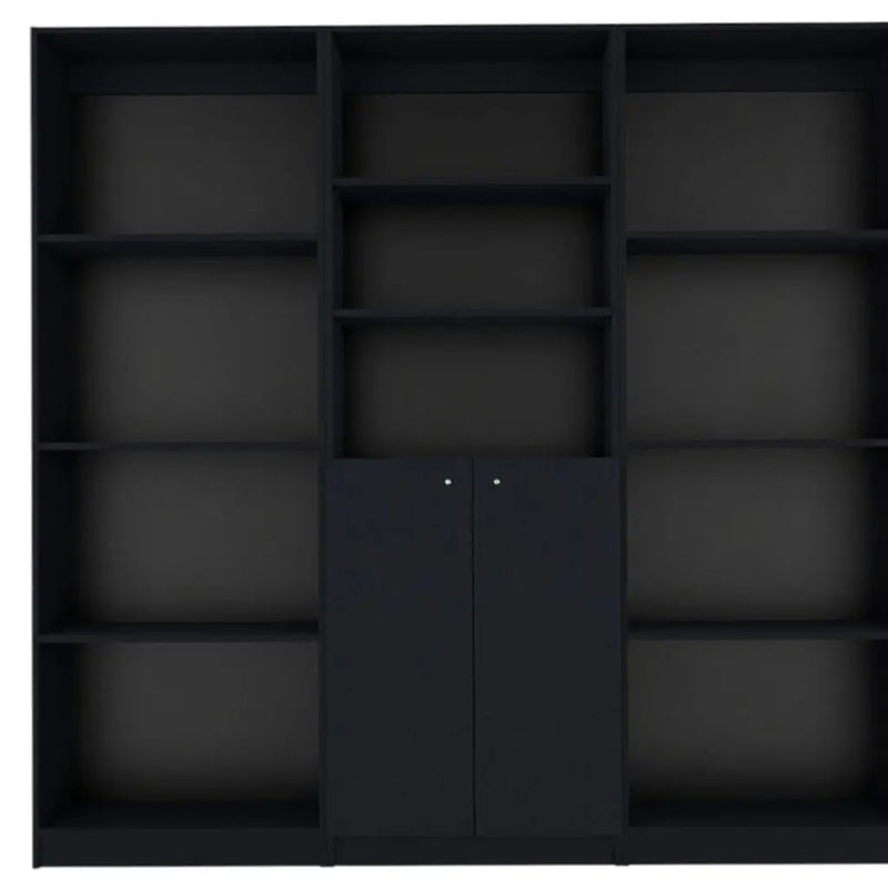 71" Black Five Tier Bookcase with Two doors Homeroots Office