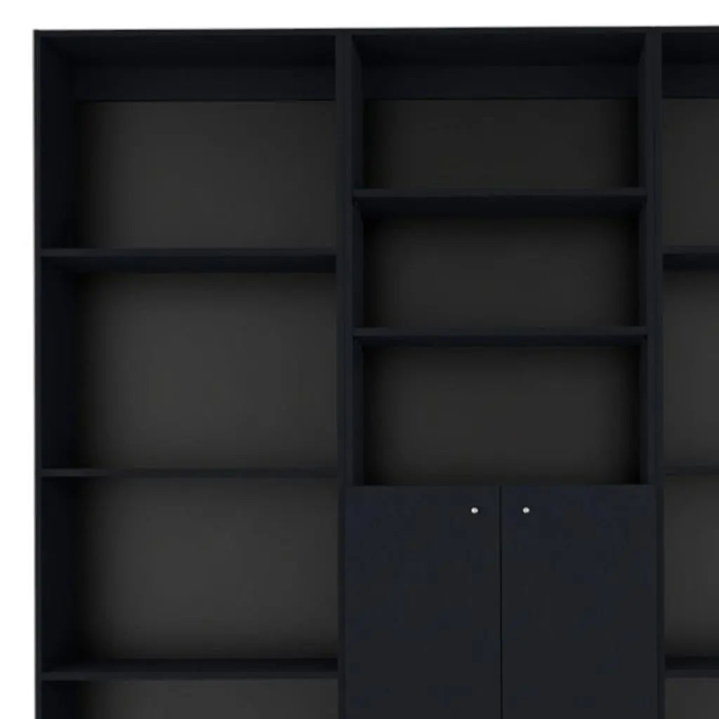71" Black Five Tier Bookcase with Two doors Homeroots Office