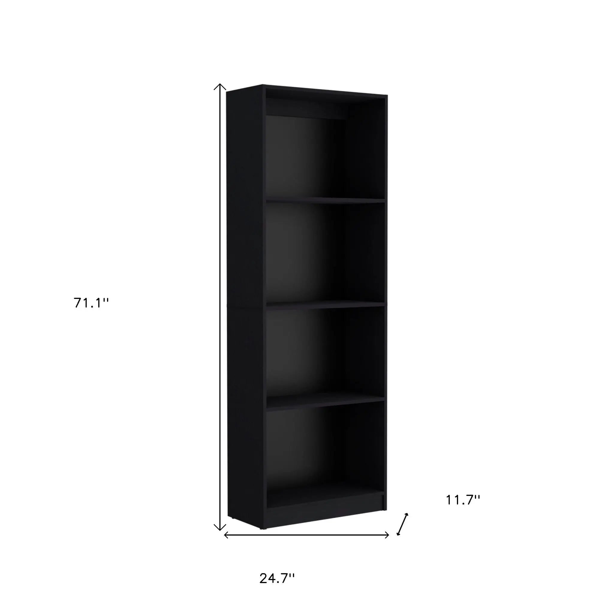 71" Black Five Tier Bookcase with Two doors Homeroots Office
