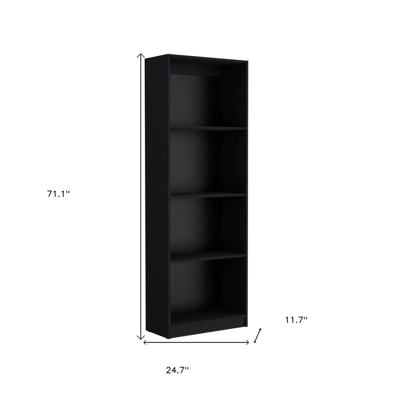 71" Black Five Tier Bookcase with Two doors Homeroots Office