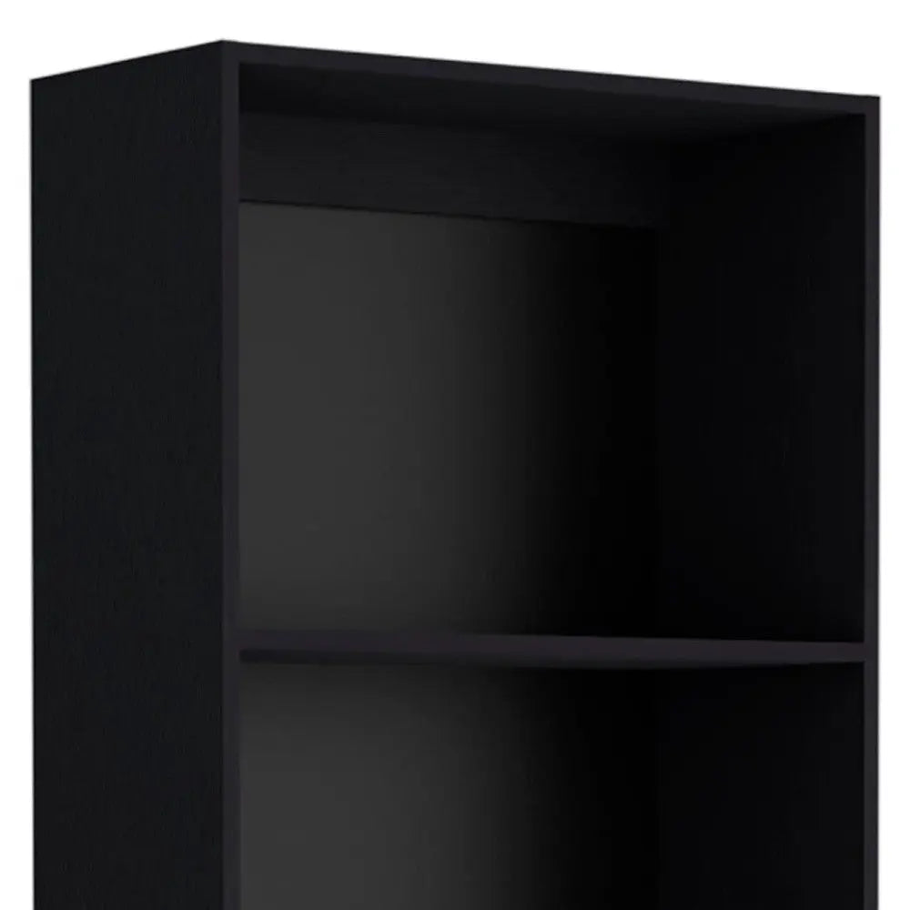 71" Black Five Tier Bookcase with Two doors Homeroots Office