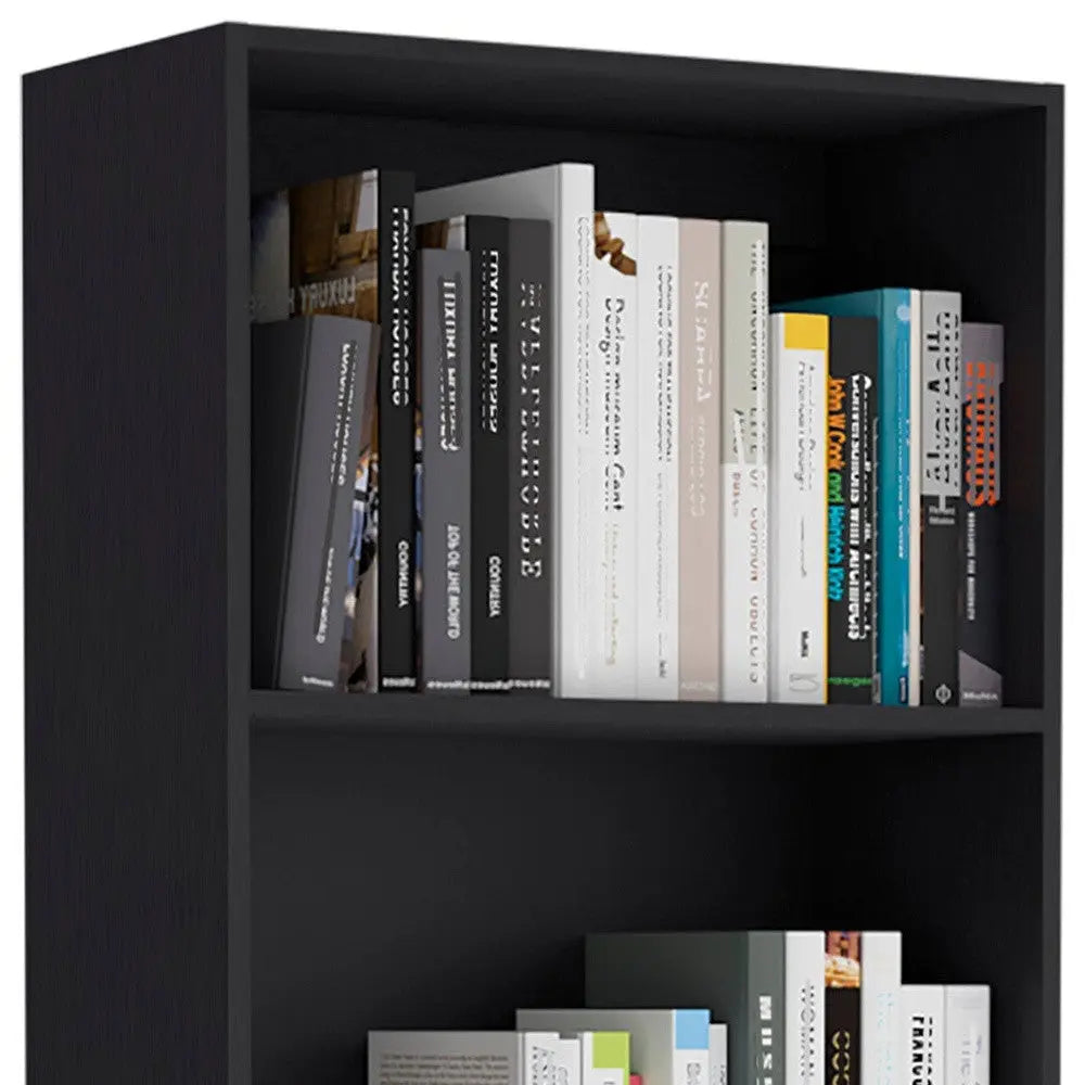 71" Black Four Tier Bookcase with Two Doors Homeroots Office