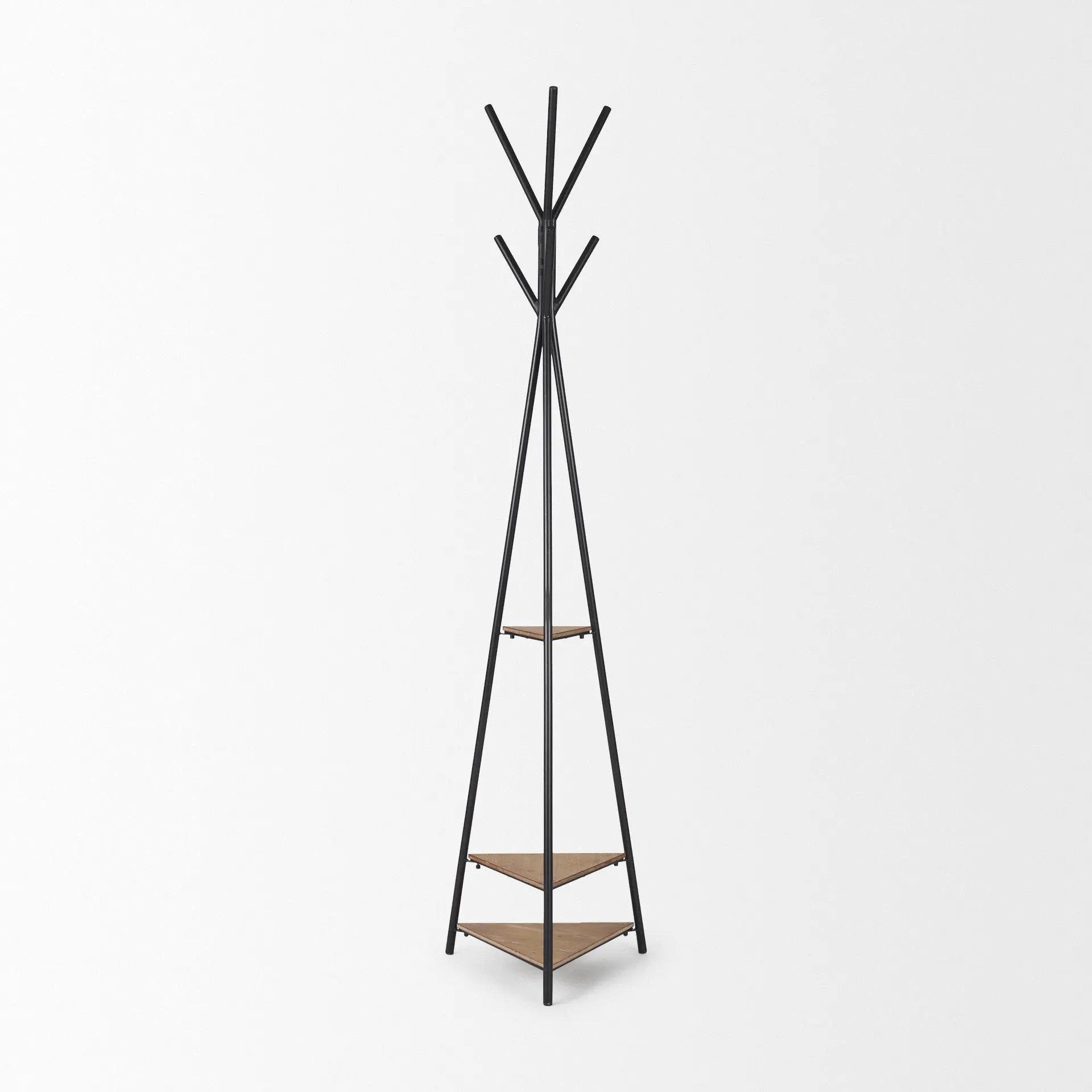 71" Black Metal Six Hook Freestanding Coat Rack Homeroots Organization