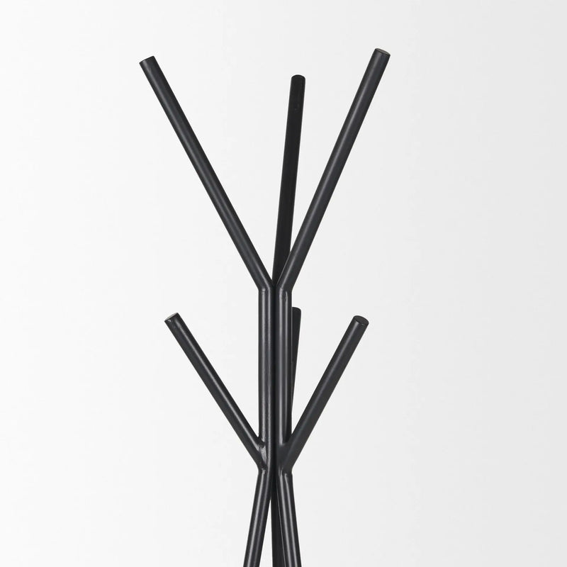 71" Black Metal Six Hook Freestanding Coat Rack Homeroots Organization