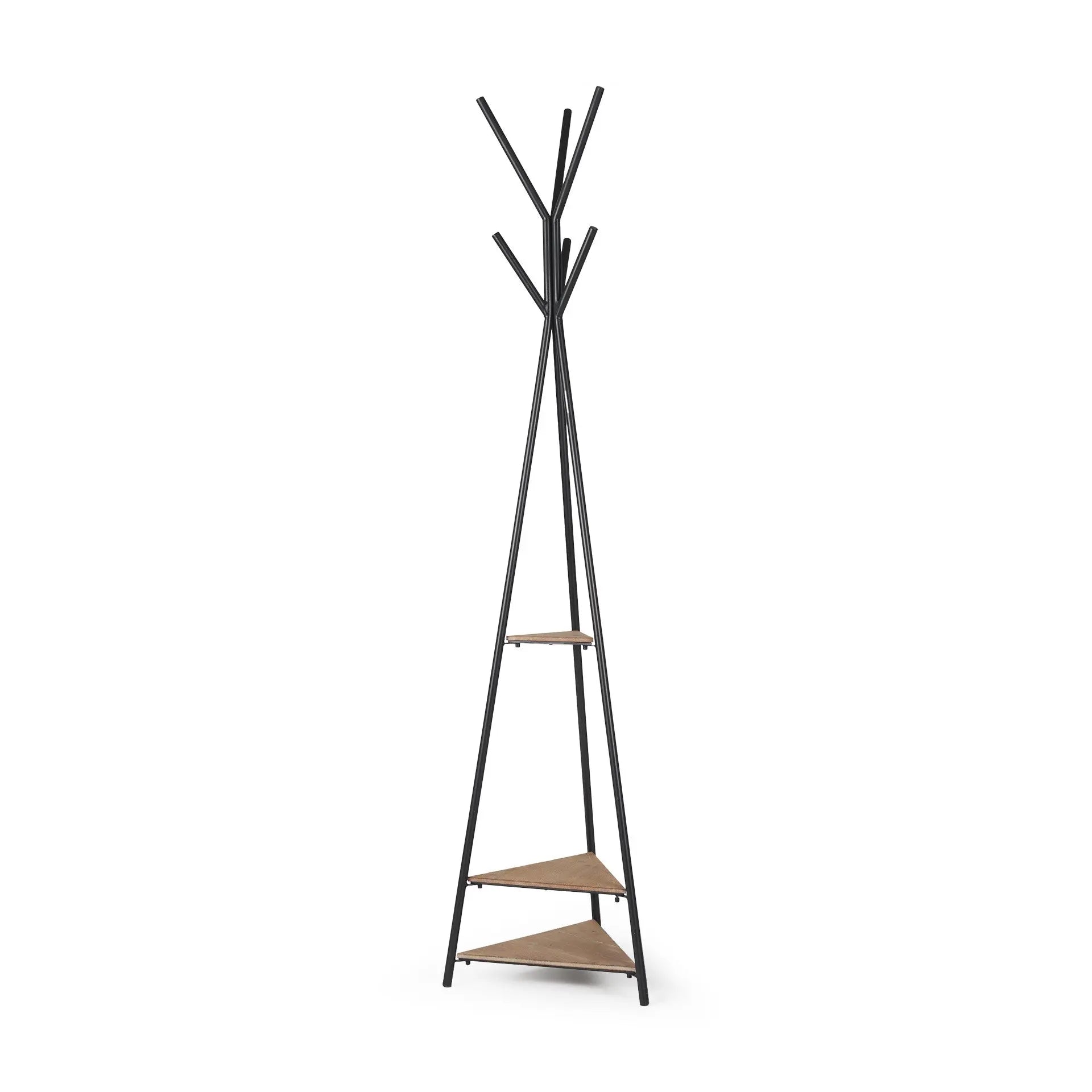 71" Black Metal Six Hook Freestanding Coat Rack Homeroots Organization