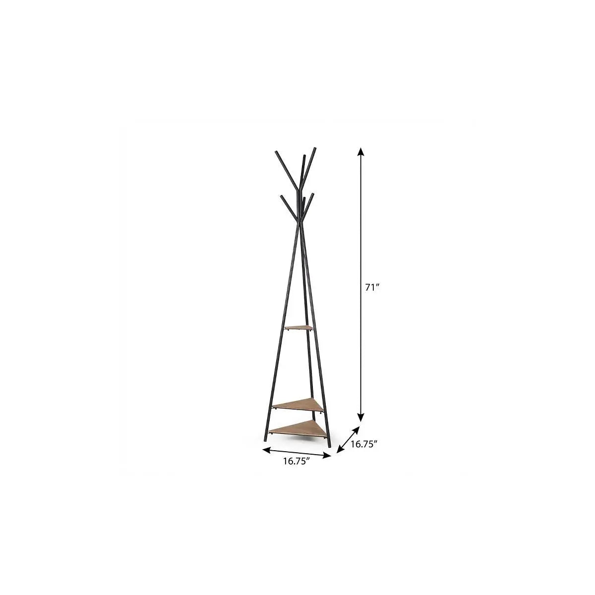 71" Black Metal Six Hook Freestanding Coat Rack Homeroots Organization