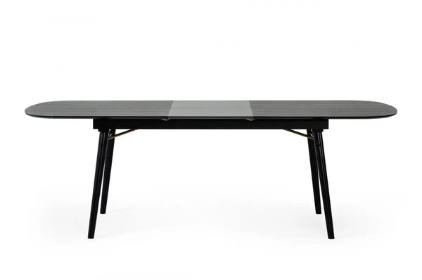 71" Black Rectangular Manufactured Wood Butterfly Leaf Dining Table Homeroots Kitchen & Dining