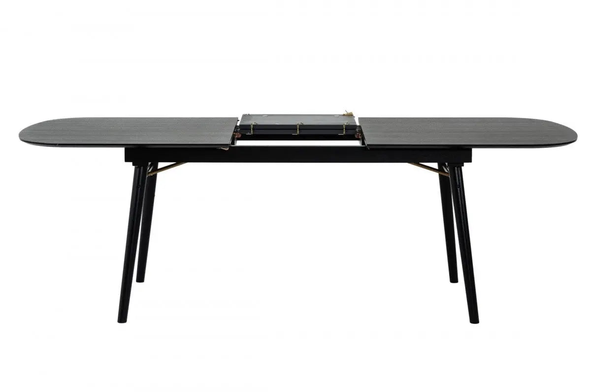 71" Black Rectangular Manufactured Wood Butterfly Leaf Dining Table Homeroots Kitchen & Dining