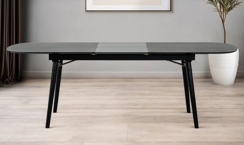 71" Black Rectangular Manufactured Wood Butterfly Leaf Dining Table Homeroots Kitchen & Dining