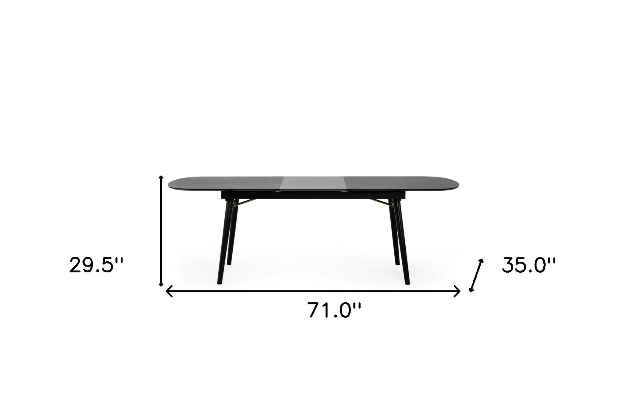71" Black Rectangular Manufactured Wood Butterfly Leaf Dining Table Homeroots Kitchen & Dining