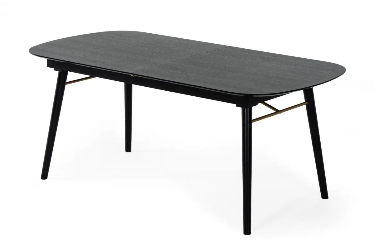 71" Black Rectangular Manufactured Wood Butterfly Leaf Dining Table Homeroots Kitchen & Dining