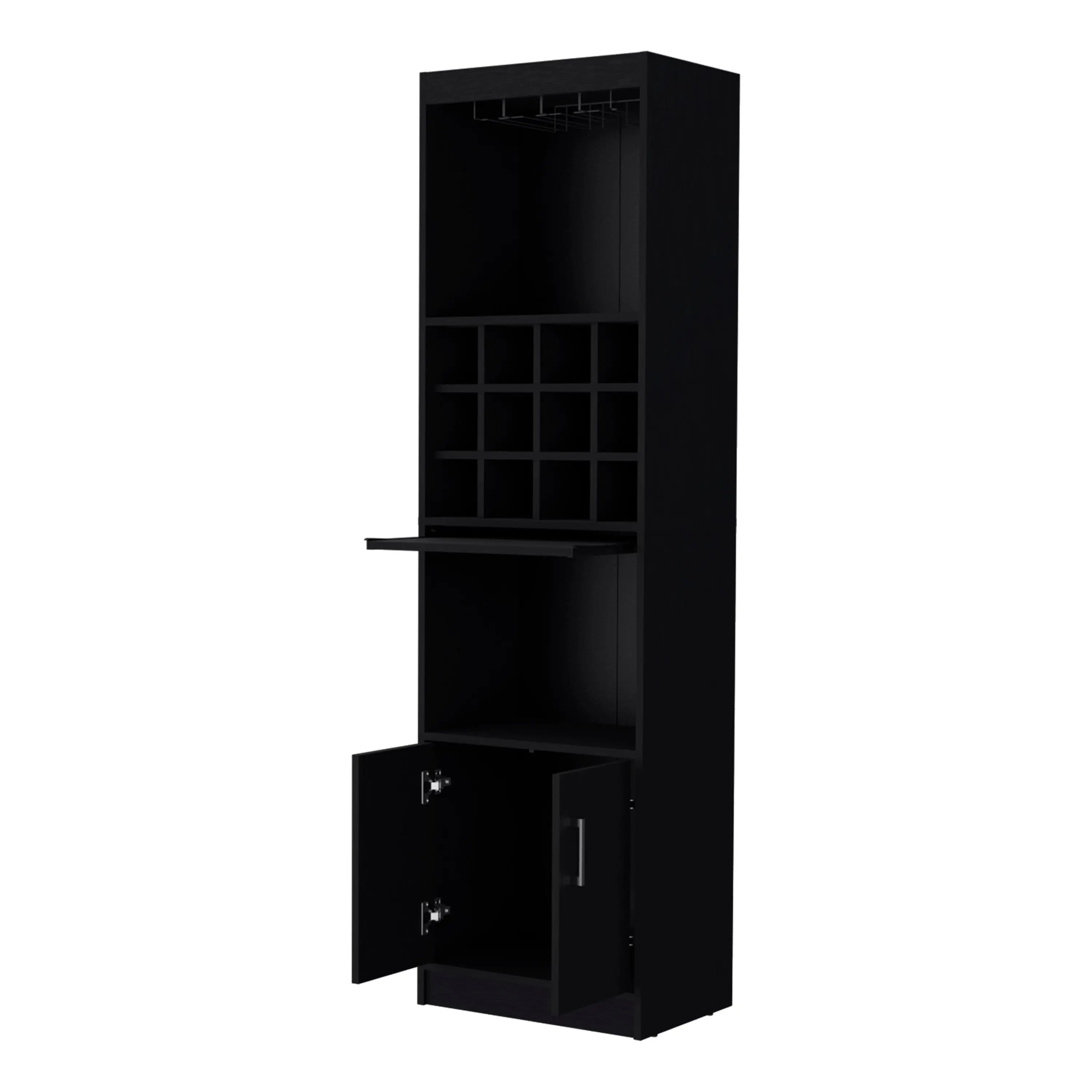 71" Black Wood Bar Cabinet With Two Doors Homeroots Kitchen & Dining