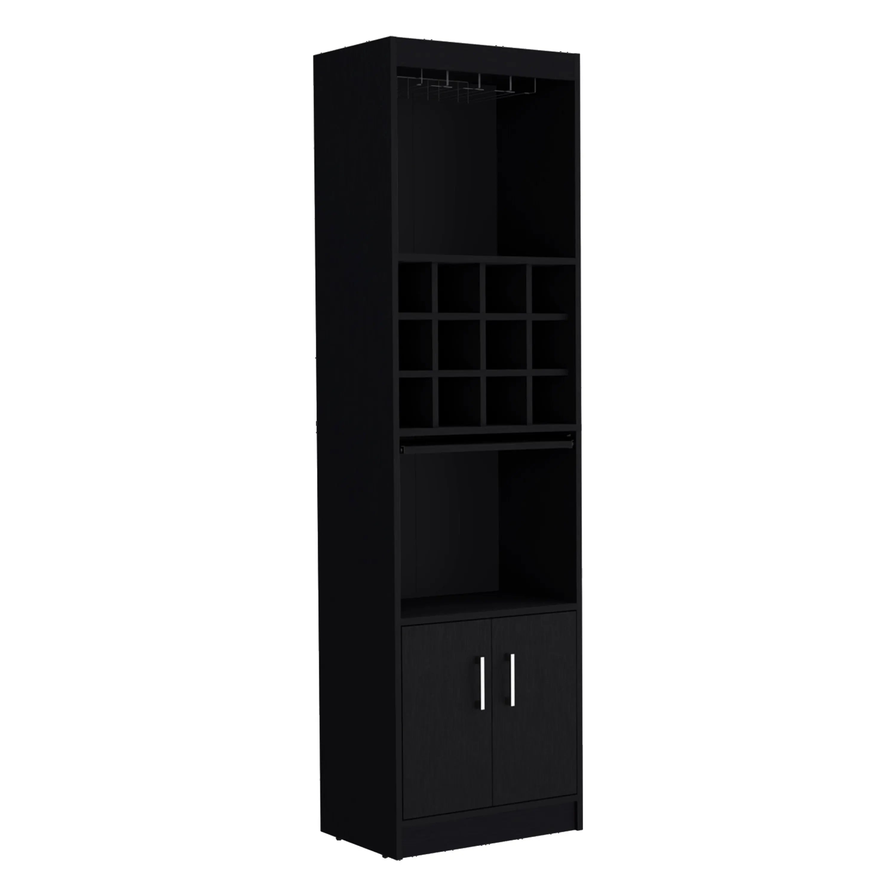 71" Black Wood Bar Cabinet With Two Doors Homeroots Kitchen & Dining