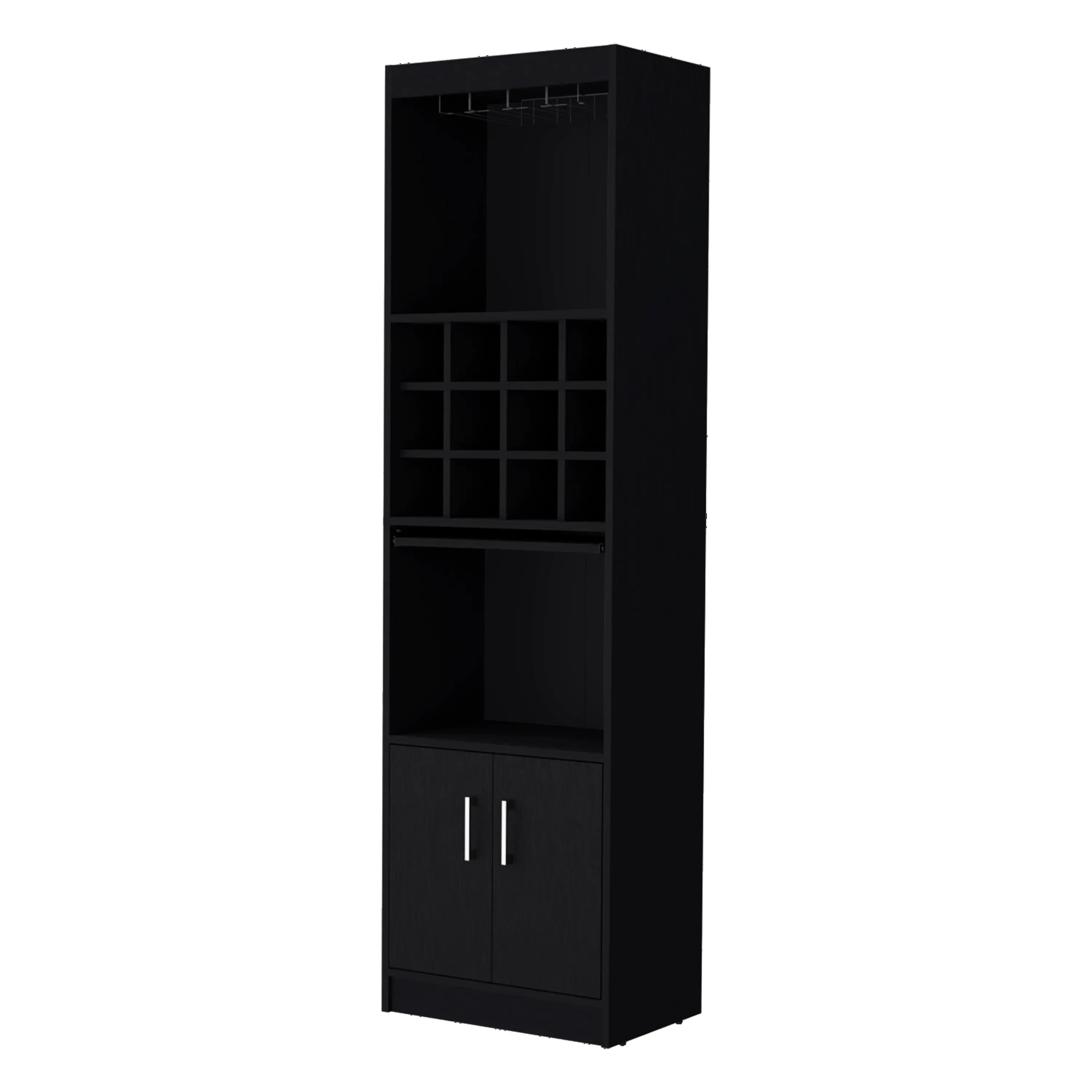 71" Black Wood Bar Cabinet With Two Doors Homeroots Kitchen & Dining