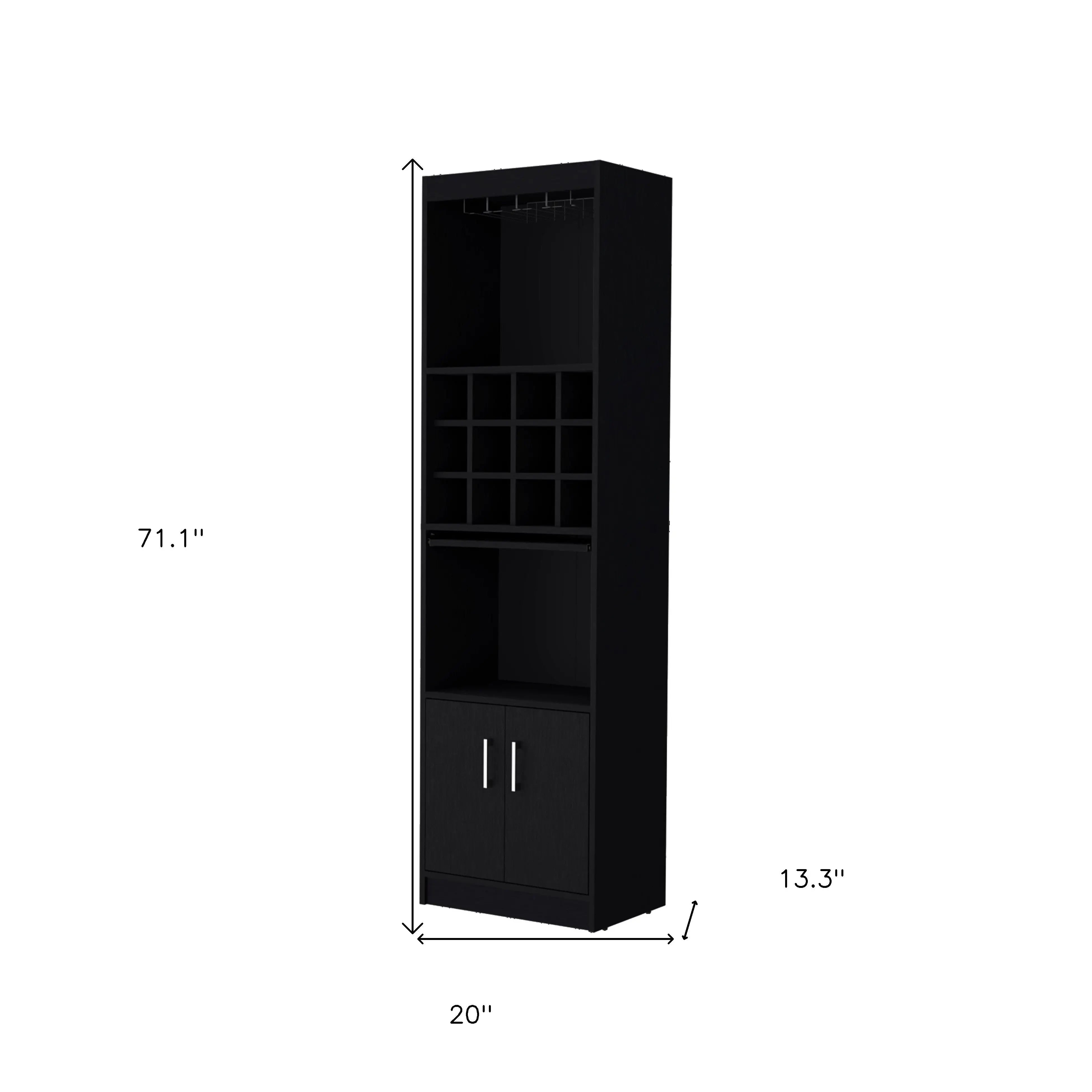 71" Black Wood Bar Cabinet With Two Doors Homeroots Kitchen & Dining
