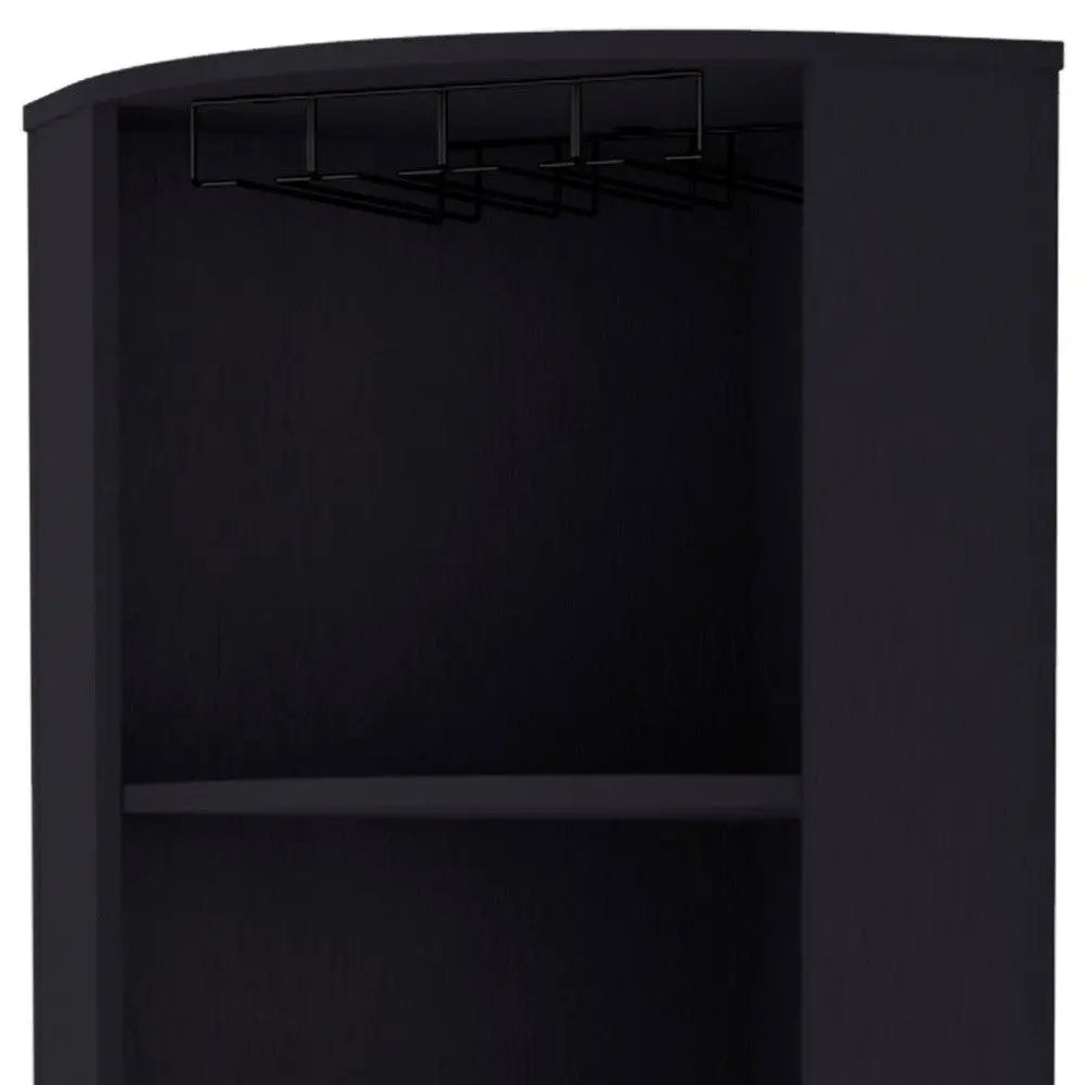 71" Black Wood Corner Bar Cabinet Homeroots Kitchen & Dining