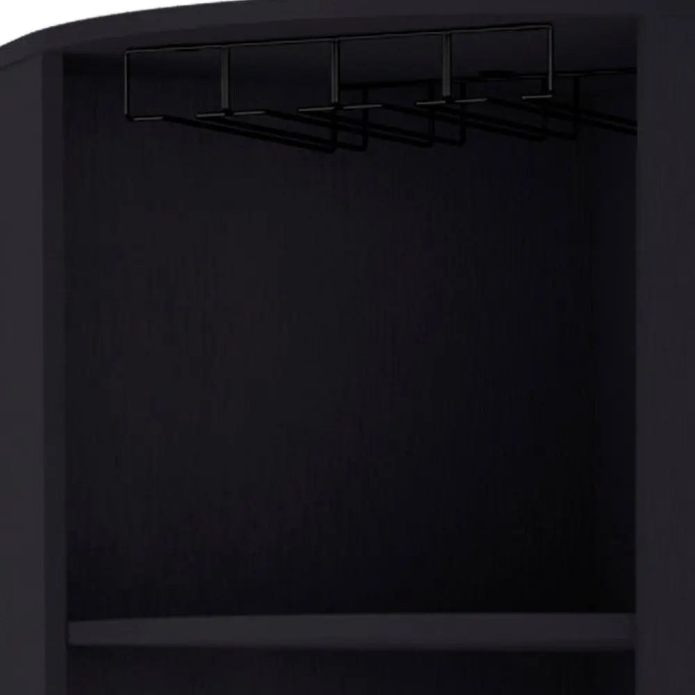 71" Black Wood Corner Bar Cabinet Homeroots Kitchen & Dining