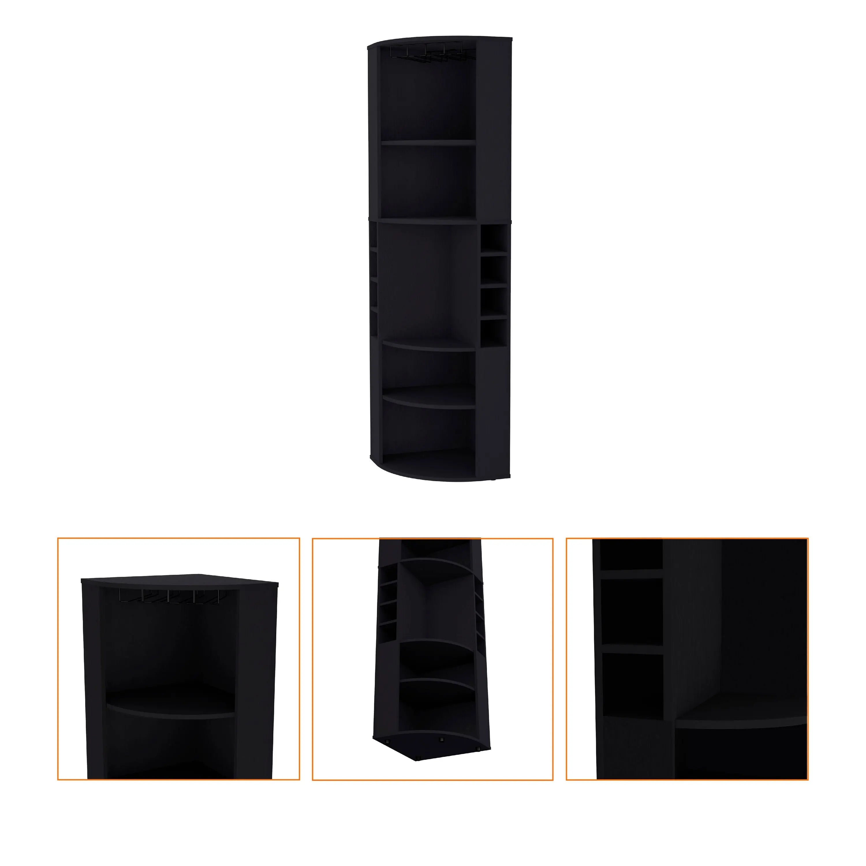 71" Black Wood Corner Bar Cabinet Homeroots Kitchen & Dining