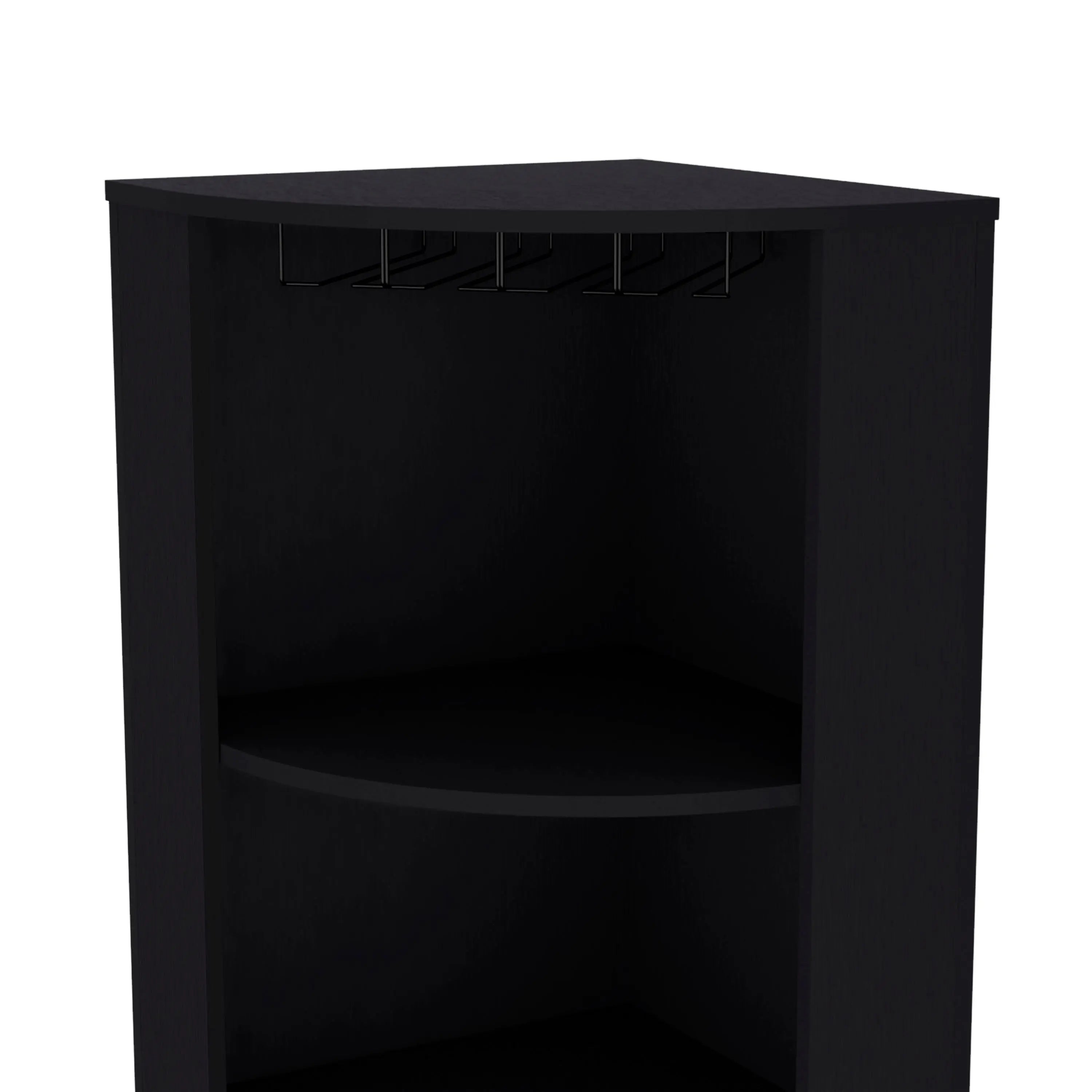 71" Black Wood Corner Bar Cabinet Homeroots Kitchen & Dining
