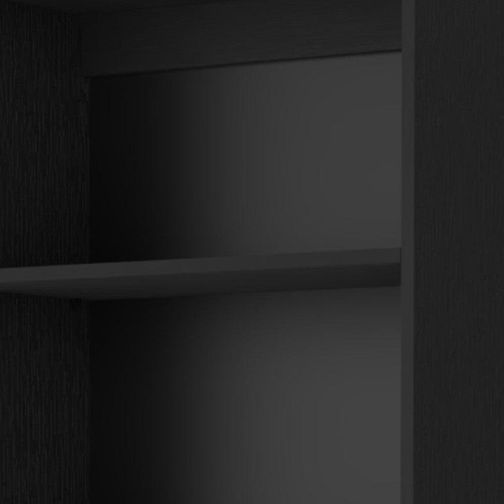 71" Black Wood Five Tier Bookcase - GreatEagleInc