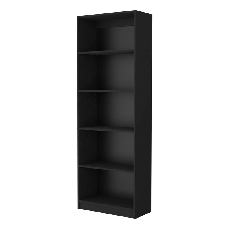 71" Black Wood Five Tier Bookcase - GreatEagleInc