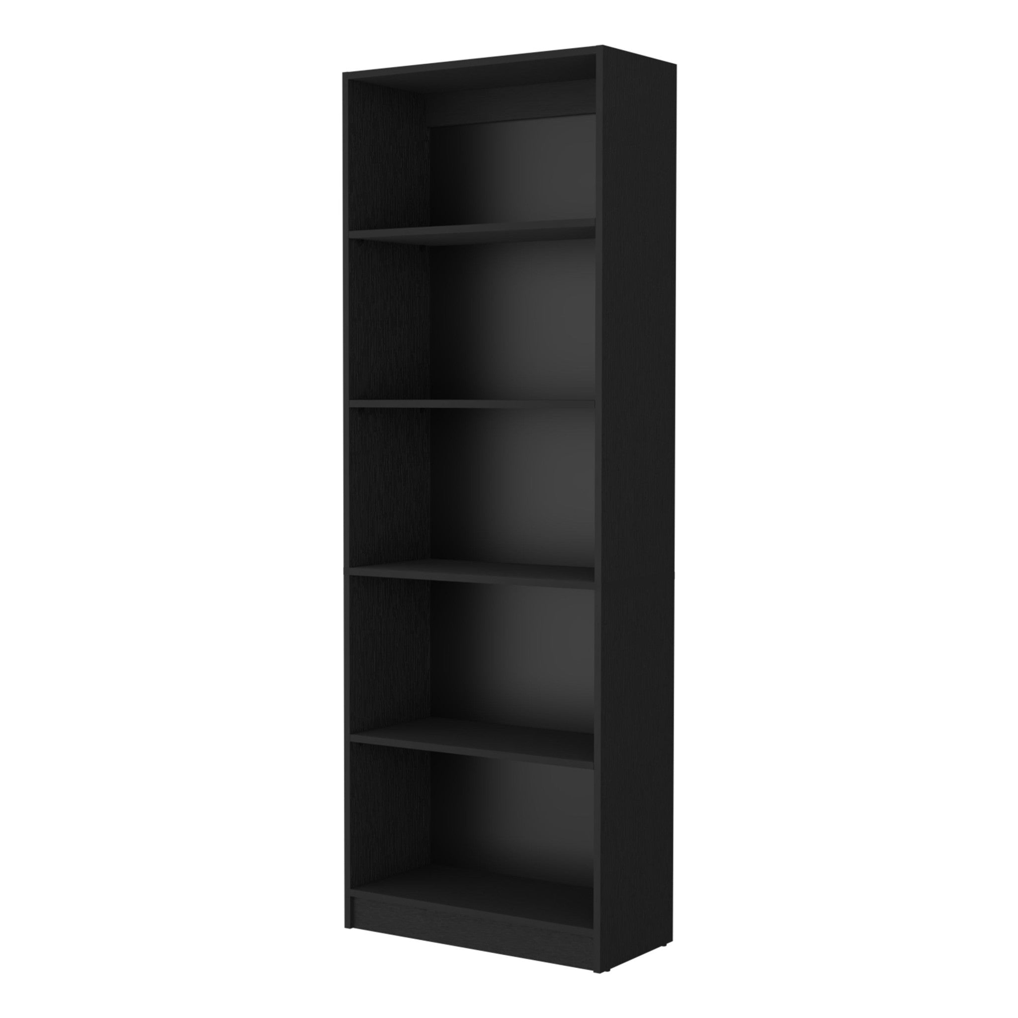 71" Black Wood Five Tier Bookcase - GreatEagleInc