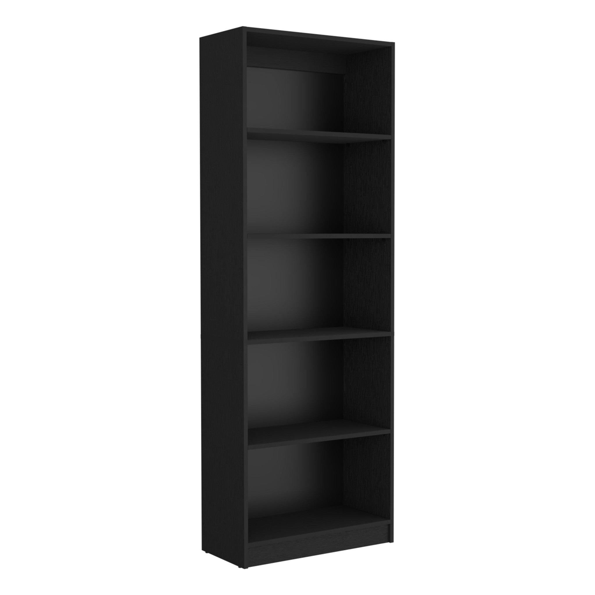 71" Black Wood Five Tier Bookcase - GreatEagleInc