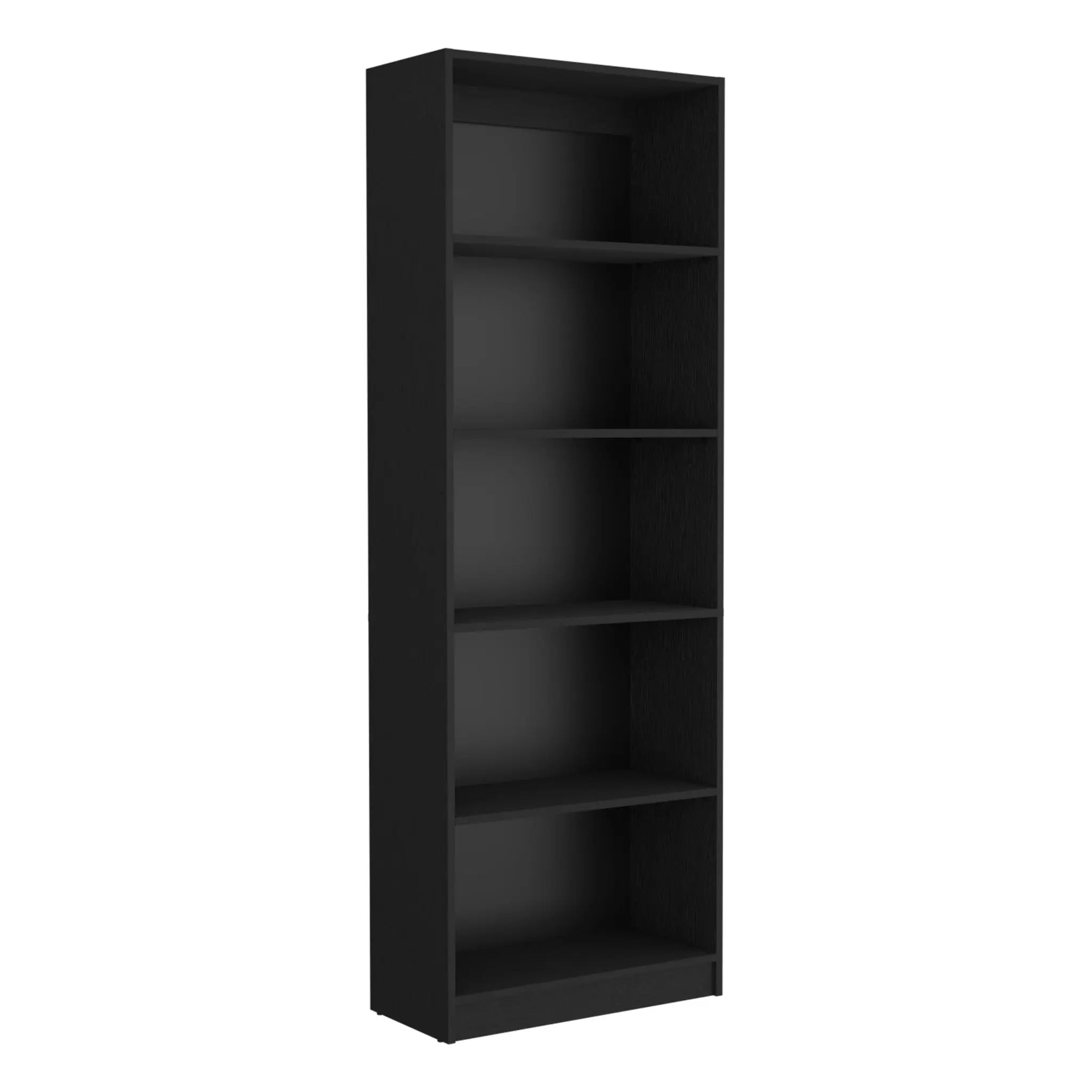 71" Black Wood Five Tier Bookcase - GreatEagleInc