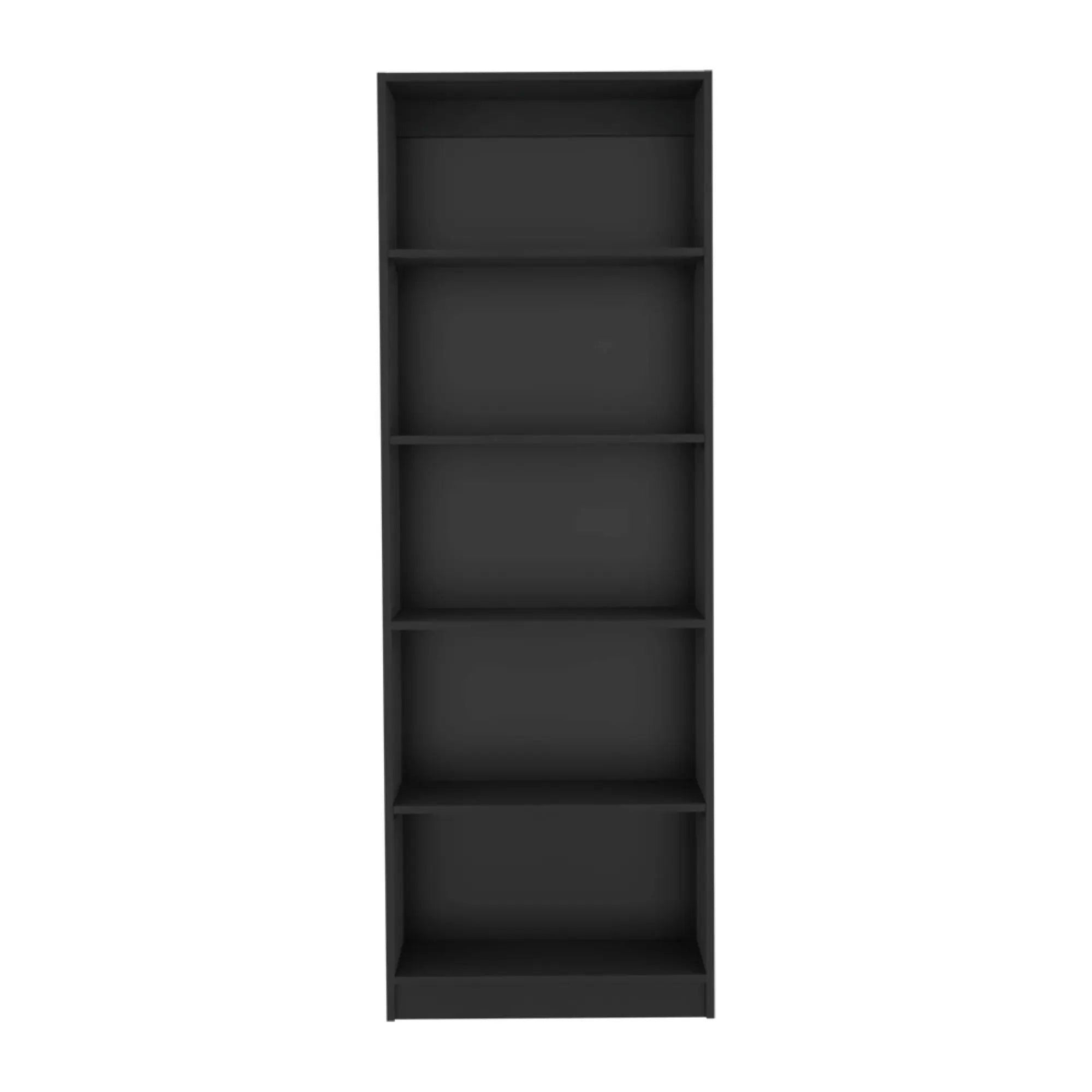 71" Black Wood Five Tier Bookcase Homeroots Office